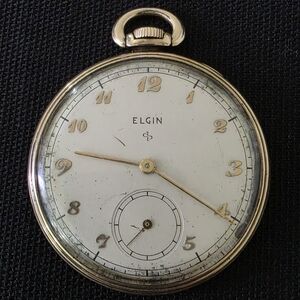 VTG Elgin 546 10k Gold Filled 15 Jewels Slim Pocket Watch 44mm USA NOT RUNNING